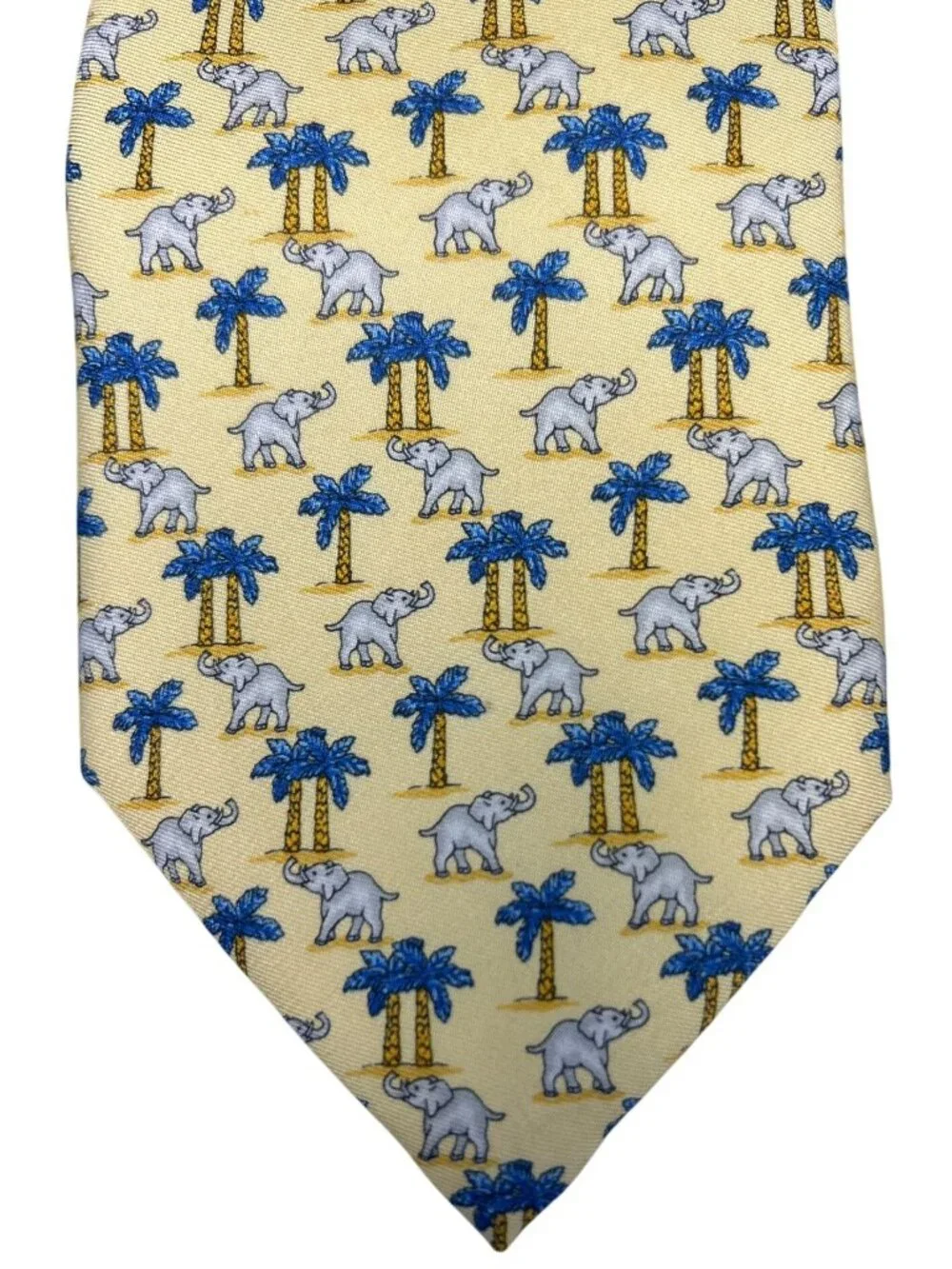 Holland & Sherry 1836 Silk Tie Men's Yellow Elephant Tropical Handmade USA